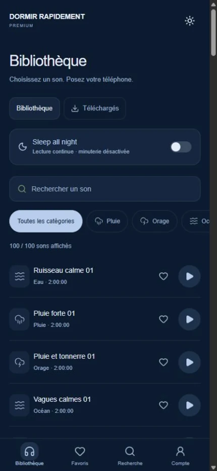 Aperçu — Bibliothèque · DORMIR RAPIDEMENT Premium